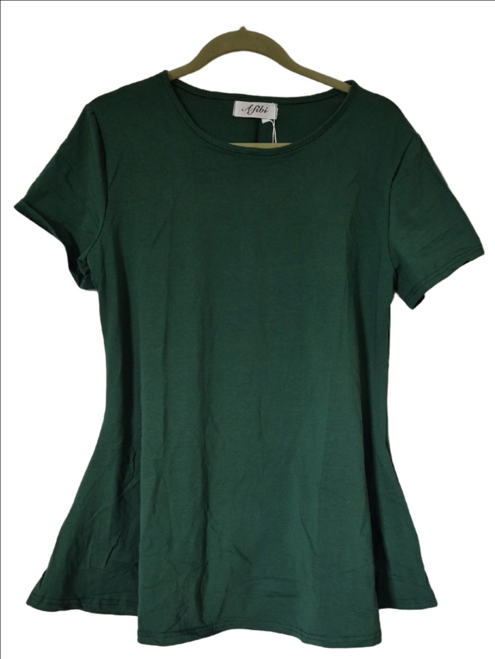 Afibi Deep Forest Hunter Green Scoop Neck Top With Pockets Large